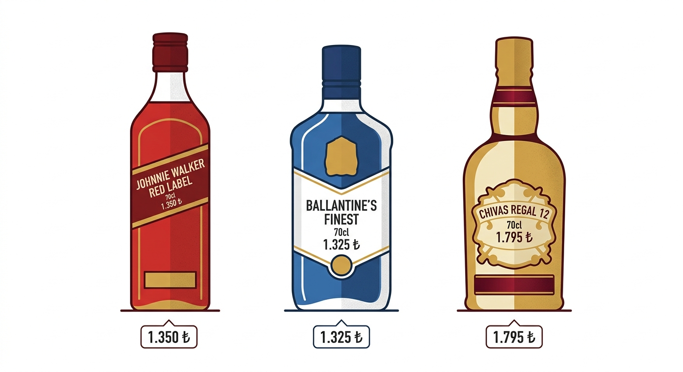 2026 Türkiye viski fiyat karşılaştırması ve segmentleri grafiği